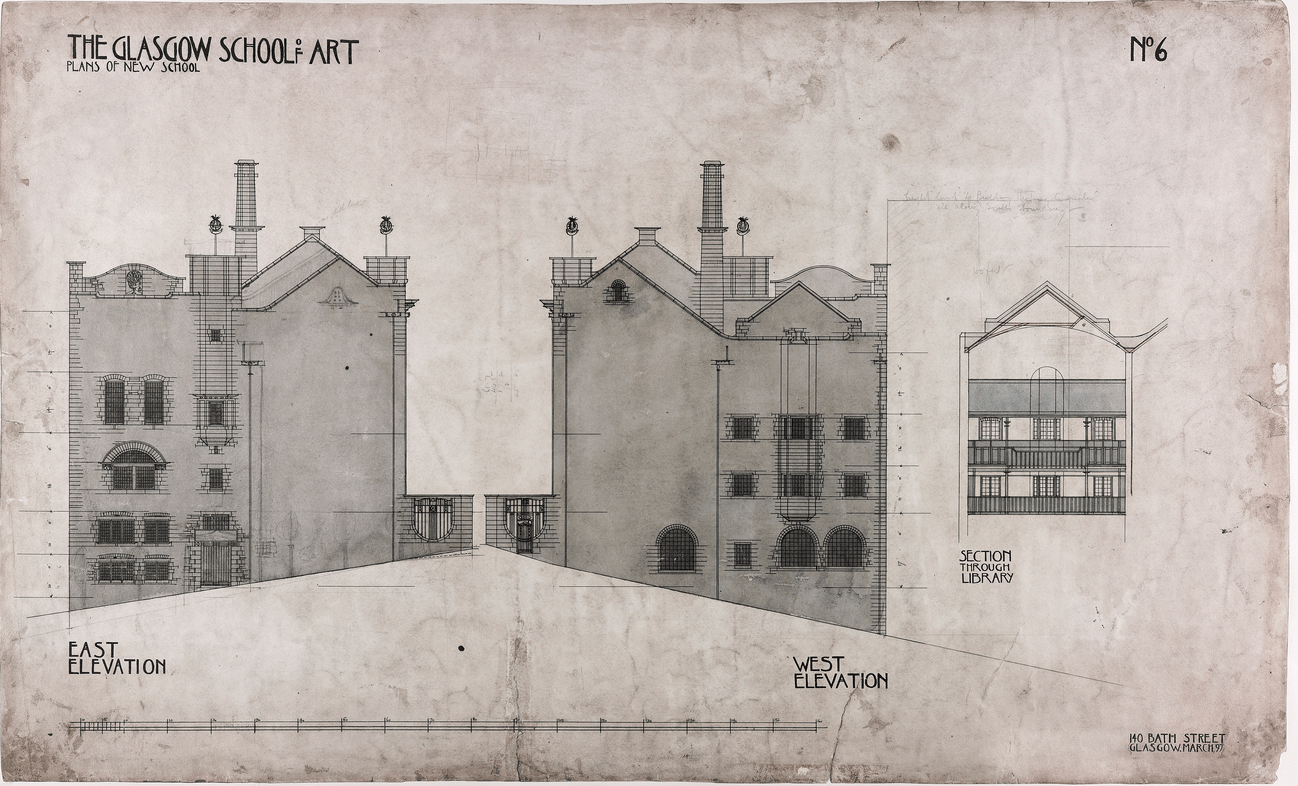 Charles Rennie Mackintosh'un çizdiği ve projesini tamamladığı İskoçya'daki Glasgow School of Art binası